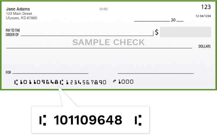 Routing number is 101109648